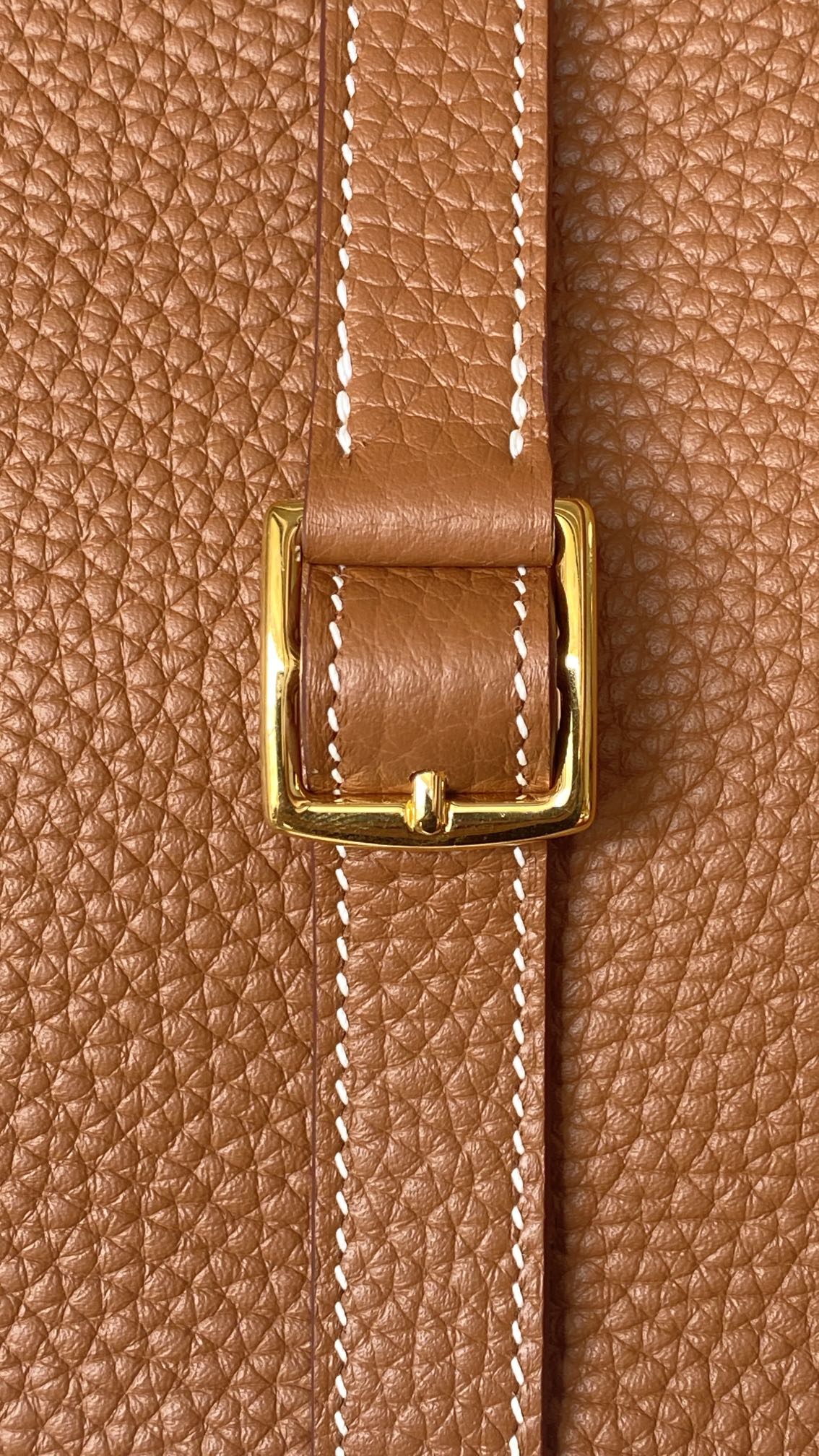 에르메스 투톤 할잔백25 브라운 금장 버클